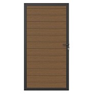 Newtechwood co-extrusie composiet deur in aluminium frame, horizontaal, 100x195 cm, teak.