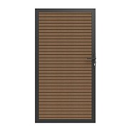 Newtechwood co-extrusie composiet deur in aluminium frame, horizontaal triple, 100x195 cm, teak.