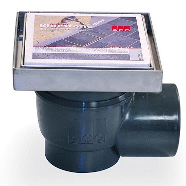 ACO Vloerput Bluestone RVS 200x200 incl stankslot, zij-uitlaat 110mm