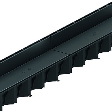 ACO Hexa Slotline kunststof opzetstuk zwart, onderbak kunststof