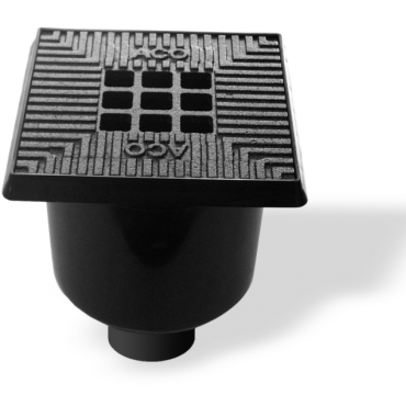 ACO Vloerput met gietijzeren rooster en kunststof rand 20x20x24