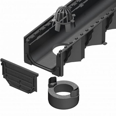 ACO Hulpstukken set lijngoot (2x afsluitplaat, onderuitloop, bladvanger)