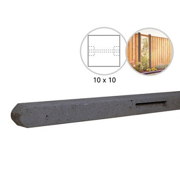 Betonpaal stampbeton 10x10x280 cm, antraciet tussenpaal t.b.v. recht scherm
