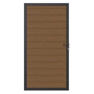 Newtechwood co-extrusie composiet deur in aluminium frame, horizontaal, 100x195 cm, teak.