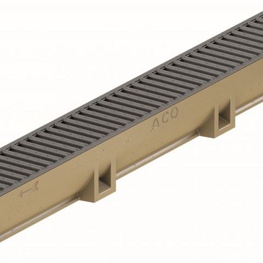 ACO Euroline roostergoot 100x9,7 verzinkt met onderuitloop antraciet