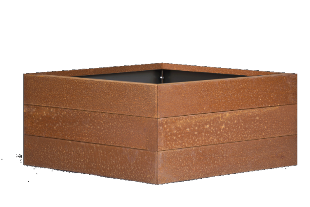 Bloembak Modulair 42cm. Corten,  Leverbaar in diverse maten.
