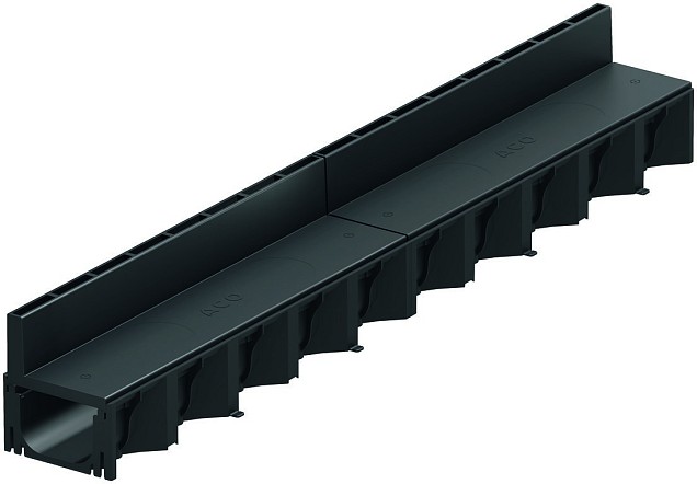 ACO Hexa Slotline kunststof opzetstuk zwart, onderbak kunststof