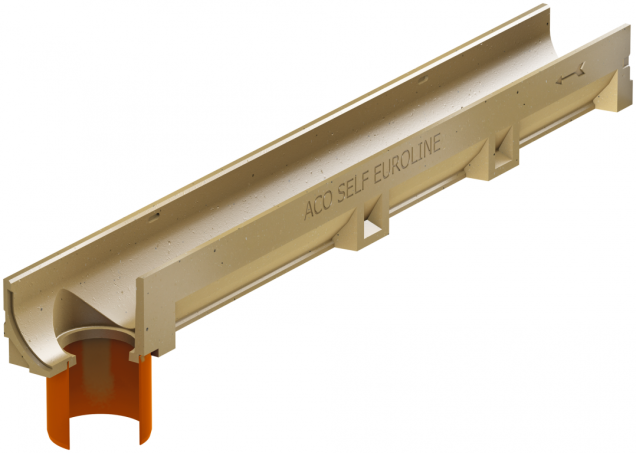 ACO Euroline goot, verz. stalen maasrooster met onderuitloop 100x9,7