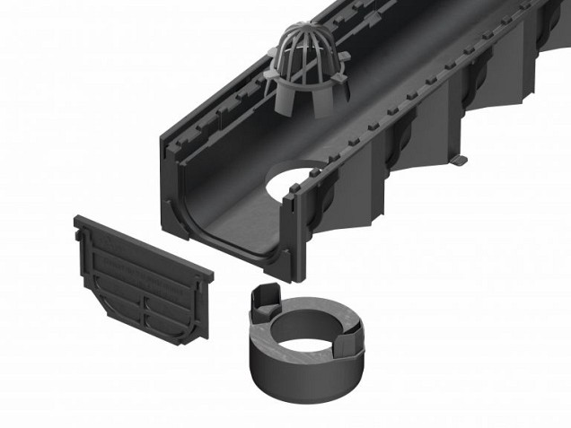 ACO Hulpstukken set lijngoot (2x afsluitplaat, onderuitloop, bladvanger)