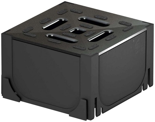 ACO Hexaline hoekelement zwart, incl. zwart kunststof rooster