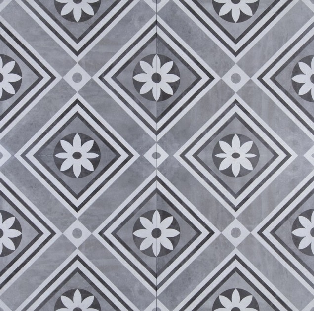 (GCM 184) GeoCeramica Concreet Flower decorate 60x60x4