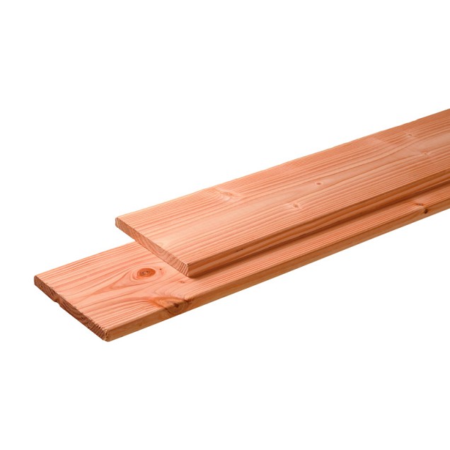 Douglas plank 1 zijde geschaafd, 1 zijde fijnbezaagd 2.8x24.5x400 cm, groen geïmpregneerd