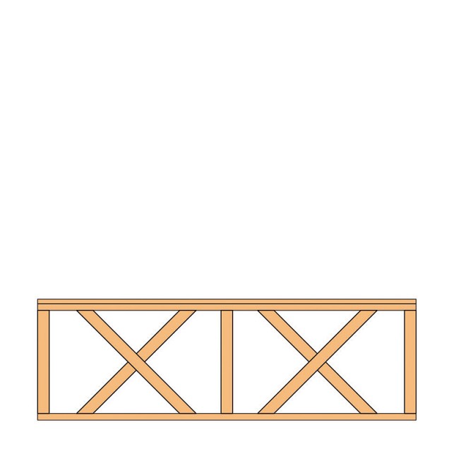 Hekwerk met kruis douglas type B, 228.5x73 cm, onbehandeld
