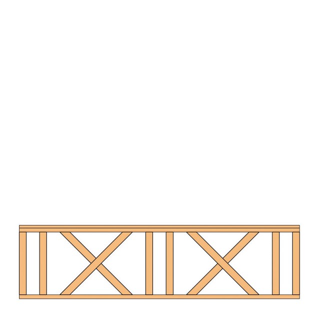 Hekwerk met kruis douglas type C, 278.5x73 cm, onbehandeld