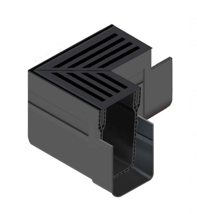 ACO Slim-Line Hoekstuk Zwart