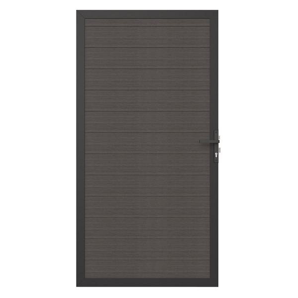 Newtechwood co-extrusie composiet deur in aluminium frame, horizontaal, 100x195 cm, silver gray.