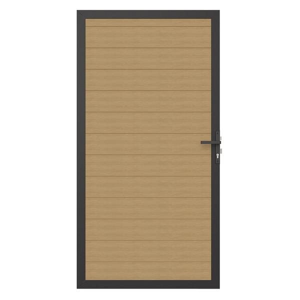 Newtechwood co-extrusie composiet deur in aluminium frame, horizontaal, 100x195 cm, red cedar.