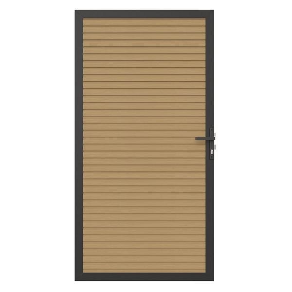 Newtechwood co-extrusie composiet deur in aluminium frame, horizontaal triple, 100x195 cm, red cedar.