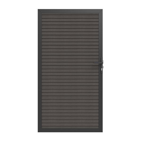 Newtechwood co-extrusie composiet deur in aluminium frame, horizontaal triple, 100x195 cm, silver gray.